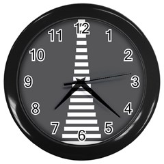 Minimalist Stairs White Grey Wall Clocks (black) by Mariart