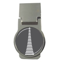 Minimalist Stairs White Grey Money Clips (round)  by Mariart