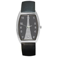 Minimalist Stairs White Grey Barrel Style Metal Watch by Mariart