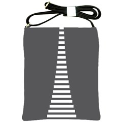 Minimalist Stairs White Grey Shoulder Sling Bags by Mariart