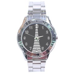 Minimalist Stairs White Grey Stainless Steel Analogue Watch by Mariart