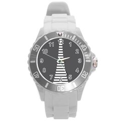 Minimalist Stairs White Grey Round Plastic Sport Watch (l) by Mariart