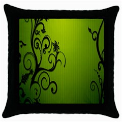 Illustration Wallpaper Barbusak Leaf Green Throw Pillow Case (black) by Mariart