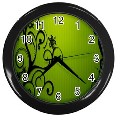 Illustration Wallpaper Barbusak Leaf Green Wall Clocks (black) by Mariart