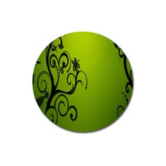 Illustration Wallpaper Barbusak Leaf Green Magnet 3  (round) by Mariart