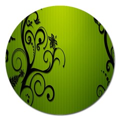 Illustration Wallpaper Barbusak Leaf Green Magnet 5  (round) by Mariart