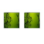 Illustration Wallpaper Barbusak Leaf Green Cufflinks (Square) Front(Pair)