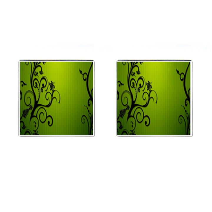 Illustration Wallpaper Barbusak Leaf Green Cufflinks (Square)