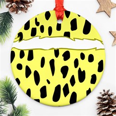 Leopard Polka Dot Yellow Black Ornament (round)