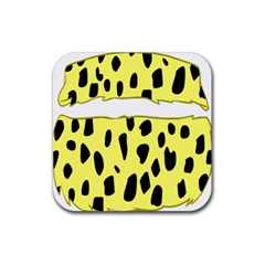 Leopard Polka Dot Yellow Black Rubber Coaster (square)  by Mariart