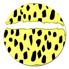 Leopard Polka Dot Yellow Black Magnet 5  (round) by Mariart