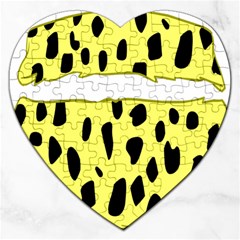 Leopard Polka Dot Yellow Black Jigsaw Puzzle (heart) by Mariart