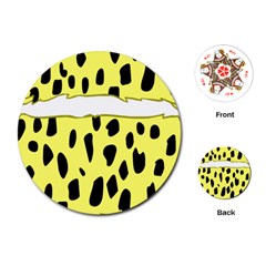 Leopard Polka Dot Yellow Black Playing Cards (round)  by Mariart