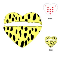 Leopard Polka Dot Yellow Black Playing Cards (heart)  by Mariart