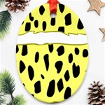 Leopard Polka Dot Yellow Black Oval Ornament (Two Sides) Front