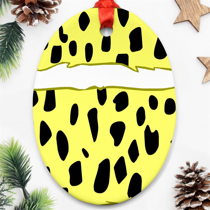 Leopard Polka Dot Yellow Black Oval Ornament (Two Sides)