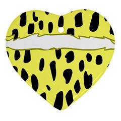 Leopard Polka Dot Yellow Black Heart Ornament (two Sides) by Mariart