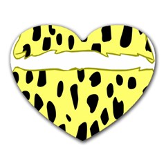 Leopard Polka Dot Yellow Black Heart Mousepads by Mariart