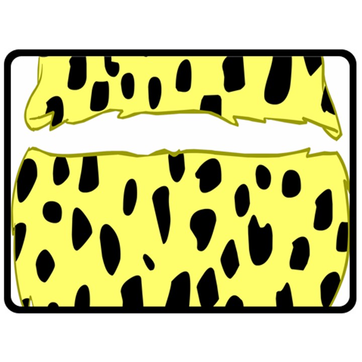 Leopard Polka Dot Yellow Black Fleece Blanket (Large) 