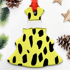 Leopard Polka Dot Yellow Black Ornament (christmas Tree)  by Mariart