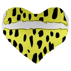 Leopard Polka Dot Yellow Black Large 19  Premium Heart Shape Cushions by Mariart