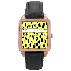 Leopard Polka Dot Yellow Black Rose Gold Leather Watch  by Mariart