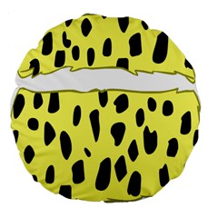 Leopard Polka Dot Yellow Black Large 18  Premium Flano Round Cushions by Mariart