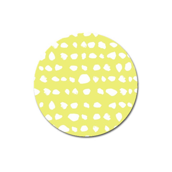 Polkadot White Yellow Magnet 3  (Round)