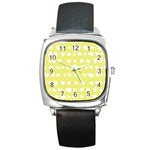 Polkadot White Yellow Square Metal Watch Front