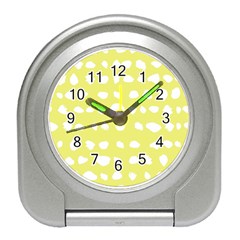 Polkadot White Yellow Travel Alarm Clocks by Mariart