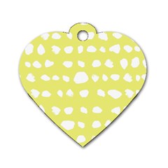 Polkadot White Yellow Dog Tag Heart (two Sides) by Mariart