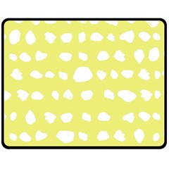 Polkadot White Yellow Fleece Blanket (medium)  by Mariart