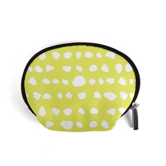 Polkadot White Yellow Accessory Pouches (small)  by Mariart