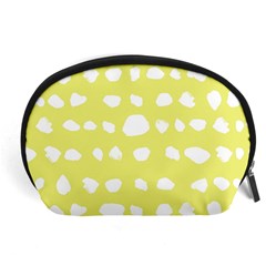 Polkadot White Yellow Accessory Pouches (large)  by Mariart