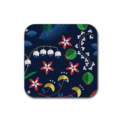 Origami Flower Floral Star Leaf Rubber Coaster (square)  by Mariart