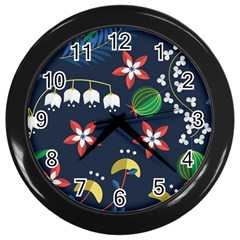 Origami Flower Floral Star Leaf Wall Clocks (black) by Mariart