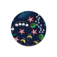 Origami Flower Floral Star Leaf Rubber Coaster (round)  by Mariart