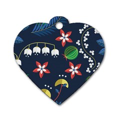 Origami Flower Floral Star Leaf Dog Tag Heart (two Sides) by Mariart