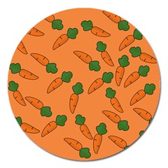 Carrot Pattern Magnet 5  (round) by Valentinaart