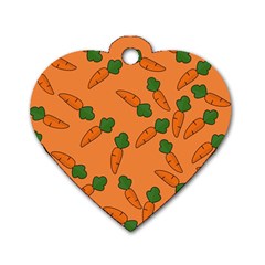 Carrot Pattern Dog Tag Heart (one Side) by Valentinaart