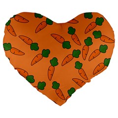 Carrot Pattern Large 19  Premium Heart Shape Cushions by Valentinaart