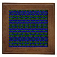 Split Diamond Blue Green Woven Fabric Framed Tiles