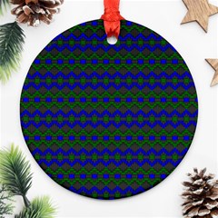 Split Diamond Blue Green Woven Fabric Ornament (round) by Mariart