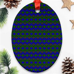 Split Diamond Blue Green Woven Fabric Ornament (oval) by Mariart