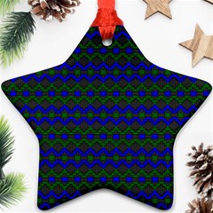 Split Diamond Blue Green Woven Fabric Ornament (star) by Mariart