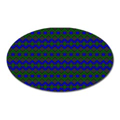 Split Diamond Blue Green Woven Fabric Oval Magnet by Mariart