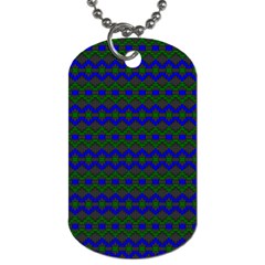 Split Diamond Blue Green Woven Fabric Dog Tag (two Sides)