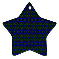 Split Diamond Blue Green Woven Fabric Star Ornament (two Sides) by Mariart