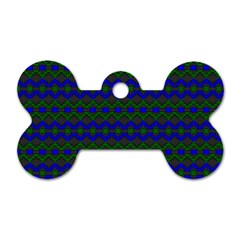 Split Diamond Blue Green Woven Fabric Dog Tag Bone (one Side) by Mariart