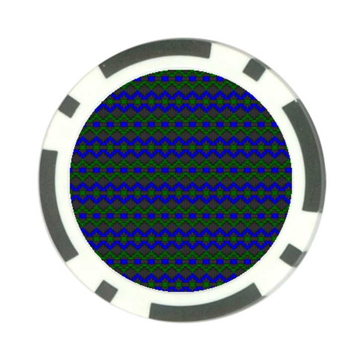 Split Diamond Blue Green Woven Fabric Poker Chip Card Guard